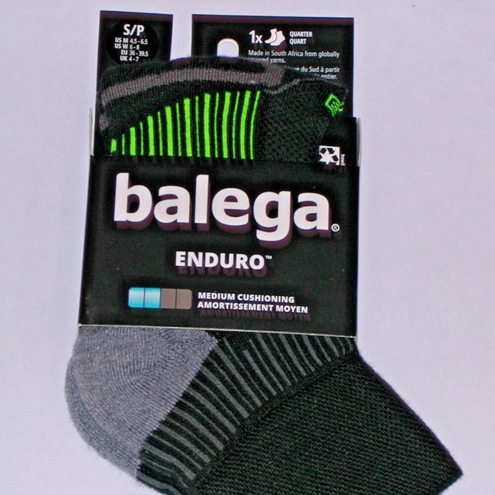 Balega Enduro Medium Cushion Unisex Quarter Socks Women's Small 6 - 8 NWT Black
